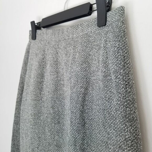 Vintage 90s J.G. Hook Grey Textured Academia High Waist Pencil Maxi Skirt 12P - Picture 8 of 11